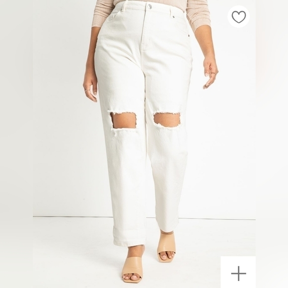 Eloquii High Rise White Distressed Jeans - Picture 2 of 4
